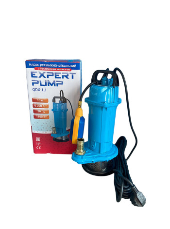Дренажно-фекальний насос Expert Pump QDX 1.1 кВт, h=15м, Q-9 м³/рік, з поплавком